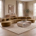 Meridian Furniture Avra velvet performance fabric upholstered sectional sofa in a spacious stationary design with plush cushions.