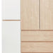 White and natural 75-inch six-door, three-drawer combo dresser wardrobe by HomeRoots with spacious storage compartments.