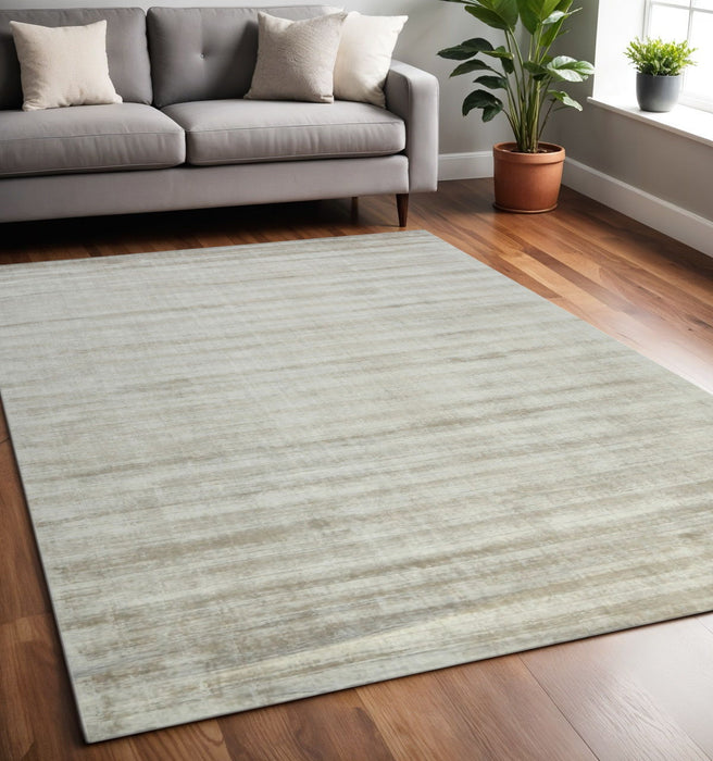 5' X 8' Abstract Hand Woven Area Rug - Ivory And Gray