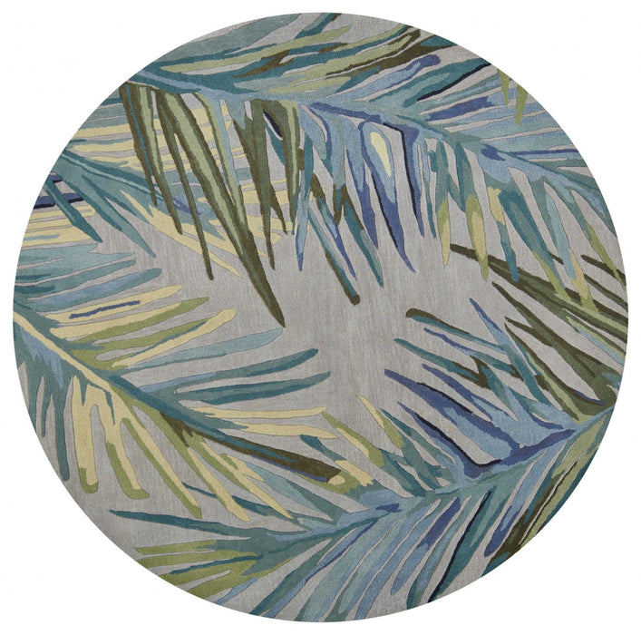 7' Round Wool Area Rug - Gray Or Blue