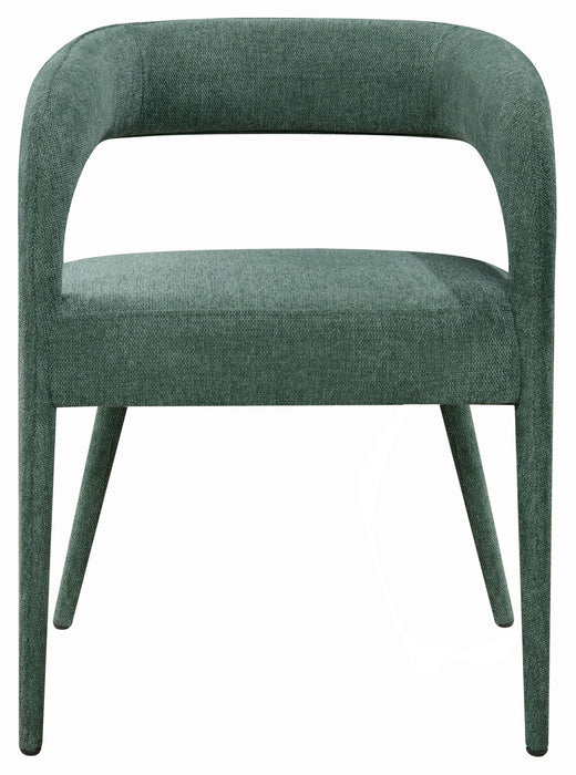 Upholstered Linen Open Back Dining Side Chairs (Set of 2) - Green