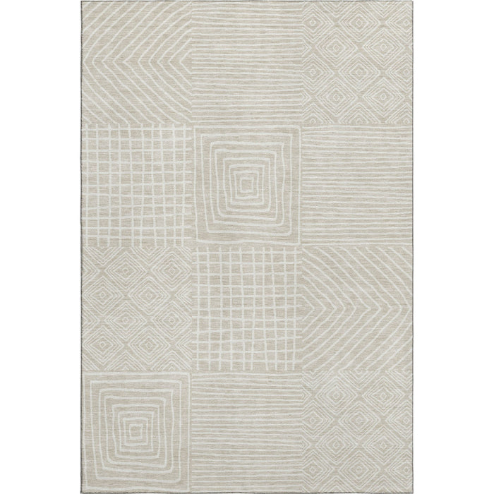 10' X 14' Geometric Washable Area Rug With UV Protection (681875) - Beige / Ivory