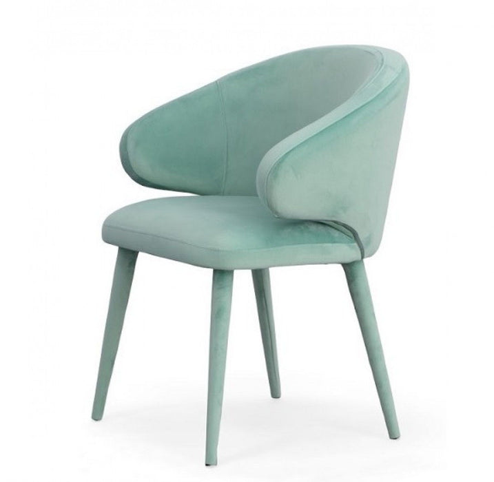 Upholstered Velvet Wing Back Dining Arm Chair - Aqua
