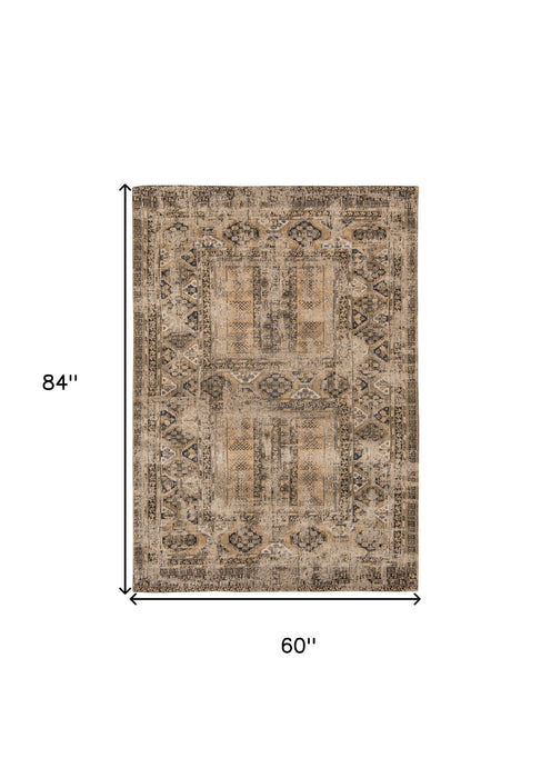 6' x 8' Oriental Non Skid Area Rug - Brown