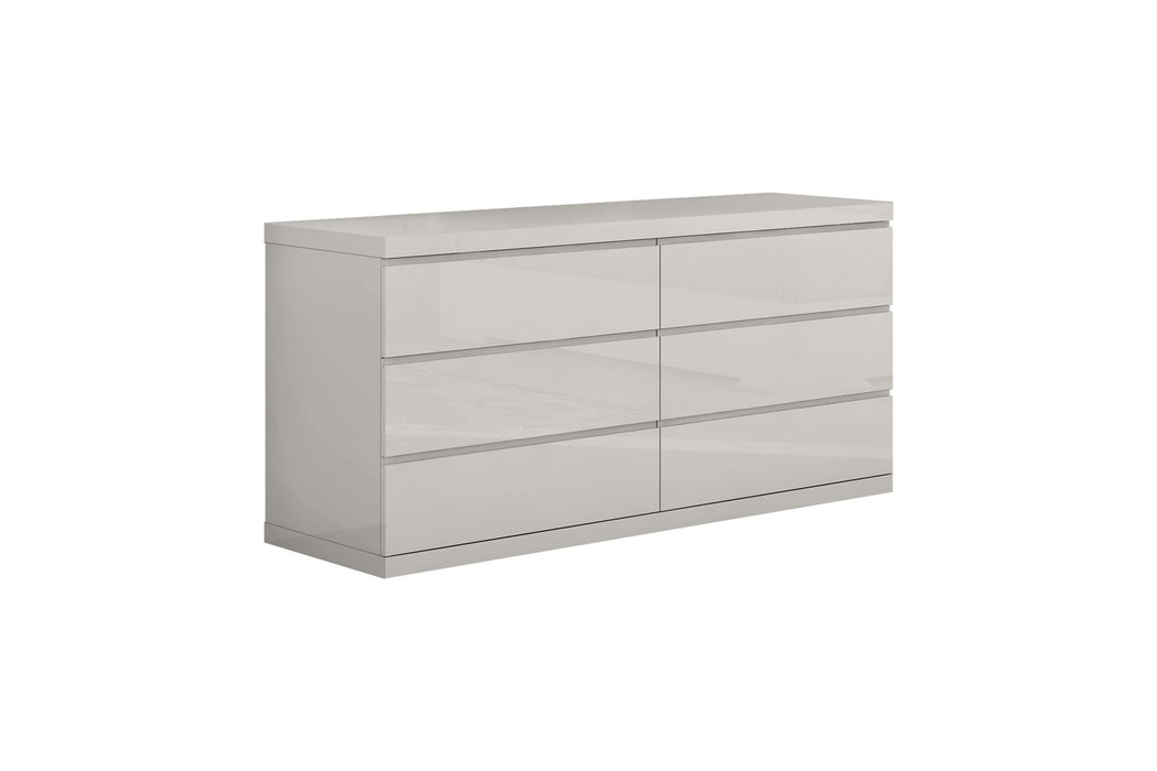 63" Wood Six Drawer Double Dresser For Bedroom - Gray