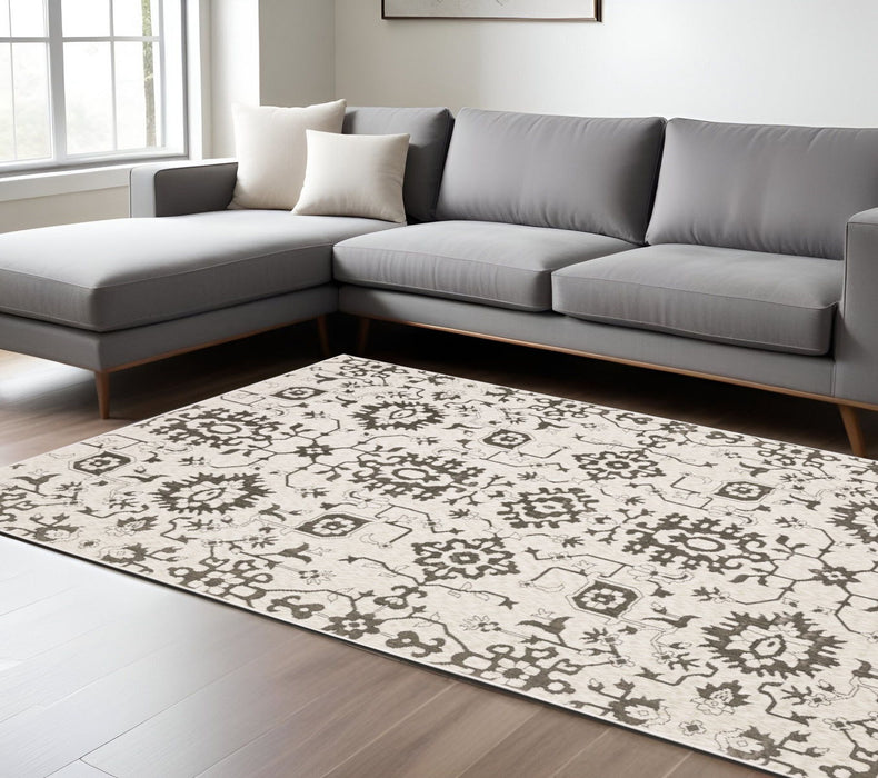 8' X 11' Oriental Area Rug - Ivory / Gray