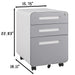 Giga 3-drawer metal mobile filing cabinet with wheels, versatile storage for legal, letter, or A4 files, cold rolled steel waterproof.