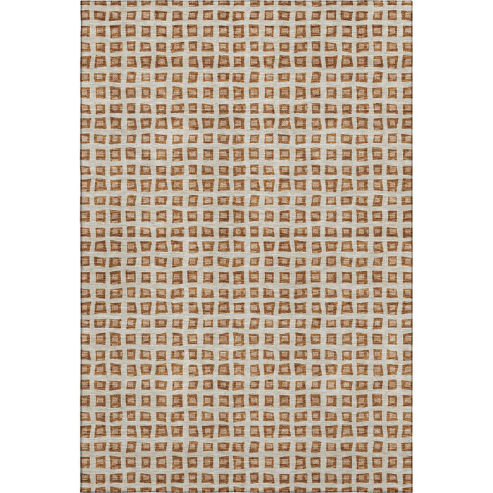 9' X 12' Copper Geometric Washable Area Rug With UV Protection - Rust
