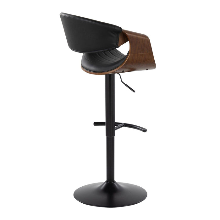 Symphony - Adjustable Barstool (Set of 2) - Black Base And Walnut Backrest