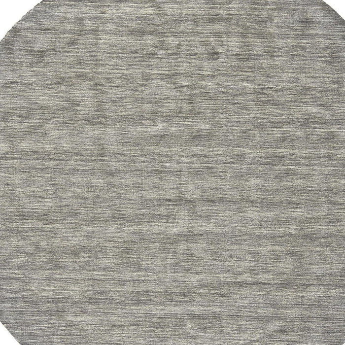 10' Round Wool Hand Woven Area Rug - Gray And Ivory