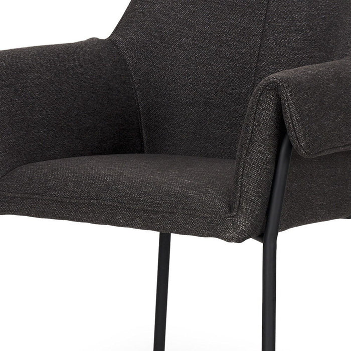 Upholstered Fabric Dining Arm Chair - Black / Gray
