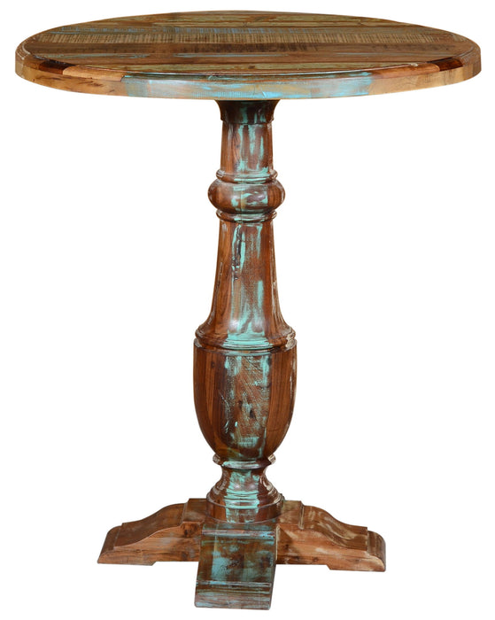 36" Rounded Solid Wood Pedestal Base Dining Table - Brown