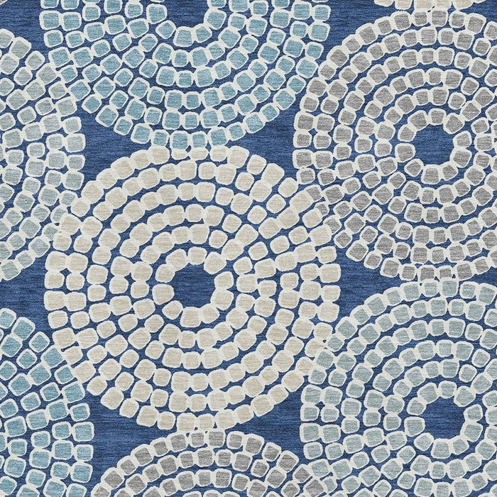 10' X 14' Geometric Washable Area Rug With UV Protection (670141) - Navy Blue / Gray / Beige