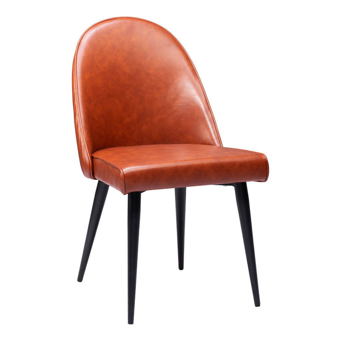 Upholstered Faux Leather Dining Side Chairs (Set of 2) - Brown
