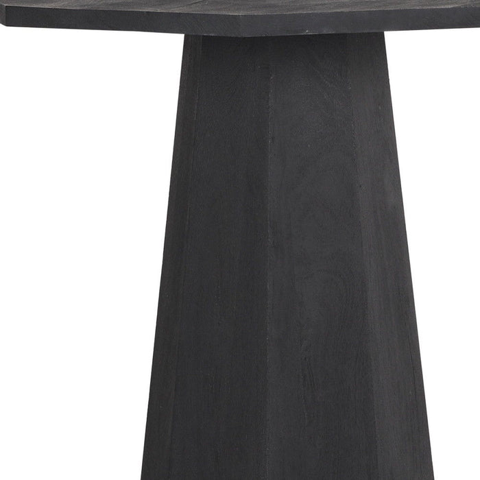 Solid Wood Hexagonal Pedestal End Table - Black