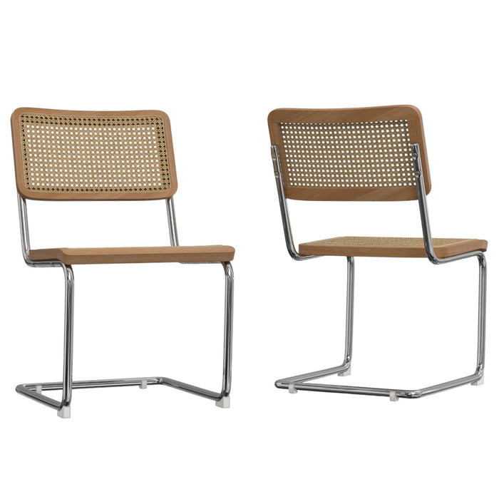 Solid Wood Dining Parsons Chairs (Set of 2) - Natural / Gray