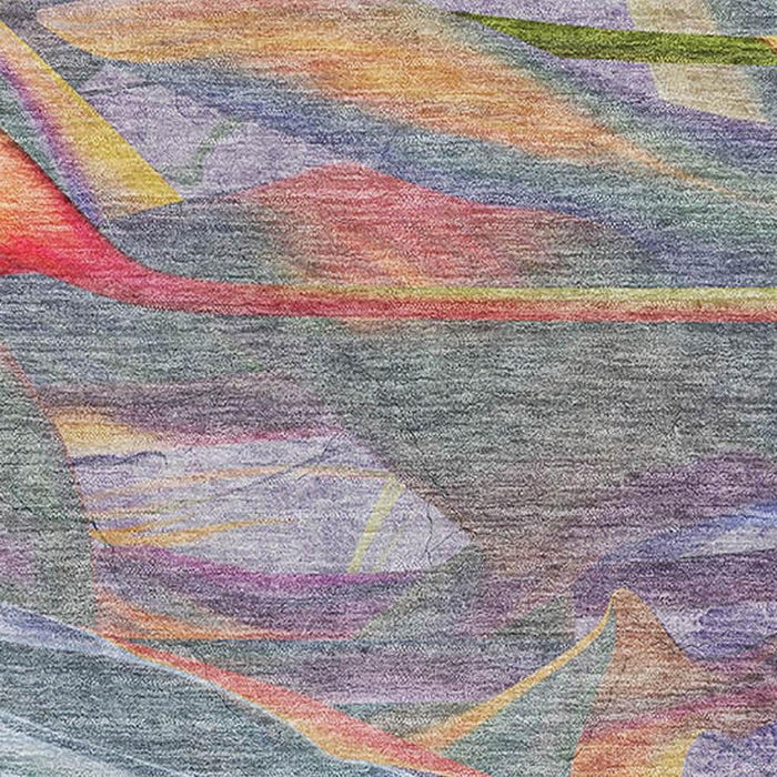 10' X 14' Geometric Washable Area Rug With UV Protection (646391) - Rainbow / Ivory