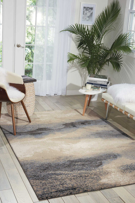 9' X 13' Abstract Non Skid Area Rug - Gray