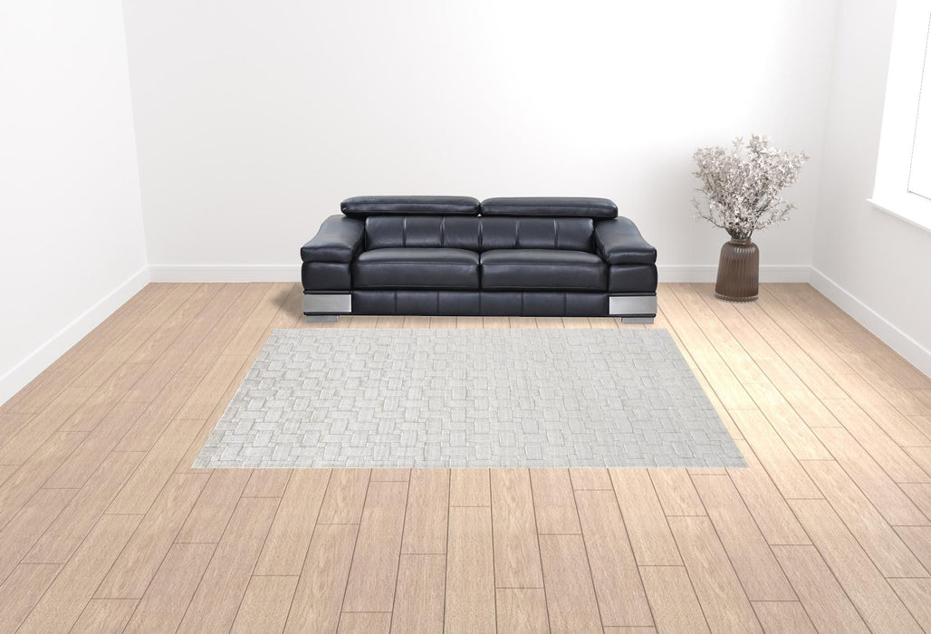 9' x 12' Hand Woven Area Rug - White And Silver