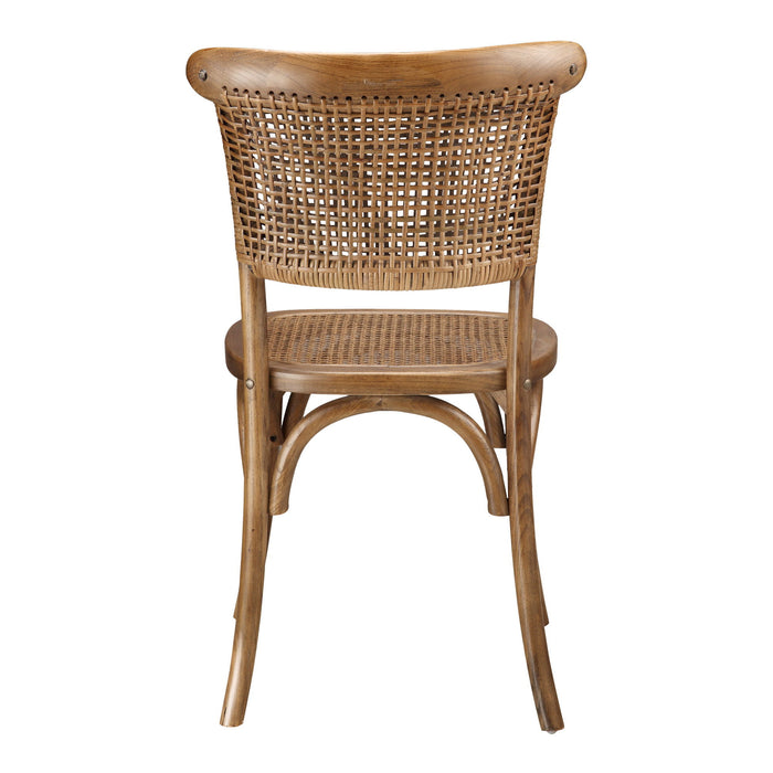 Rattan Open Back Dining Side Chairs (Set of 2) - Brown