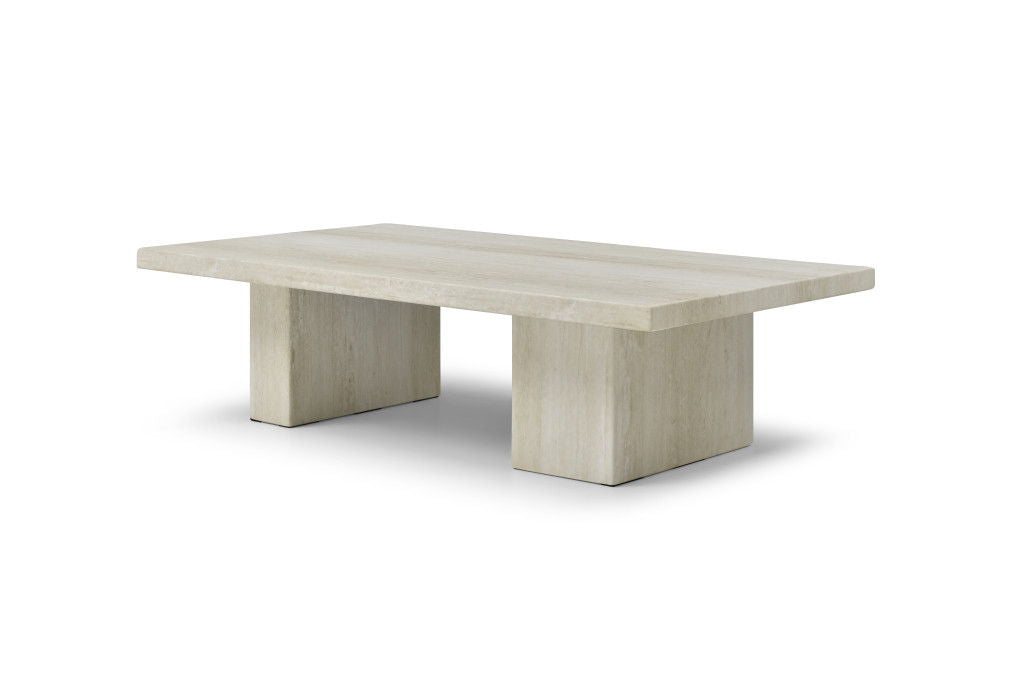 Marble Double Pedestal Coffee Table - Beige