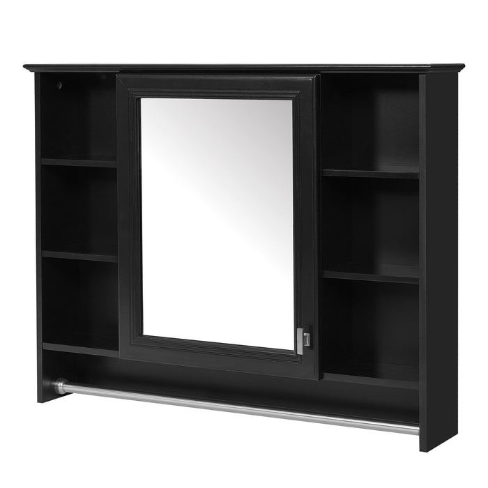 Giga modern wall-mounted medicine cabinet with adjustable shelf, soft-close door, and towel bar, in a sleek bathroom design.