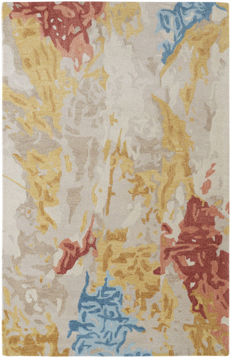 12' x 15' Wool Abstract Tufted Handmade Area Rug - Ivory Yellow And Blue