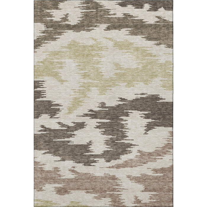 10' X 14' Abstract Washable Area Rug With UV Protection - Chocolate And Taupe