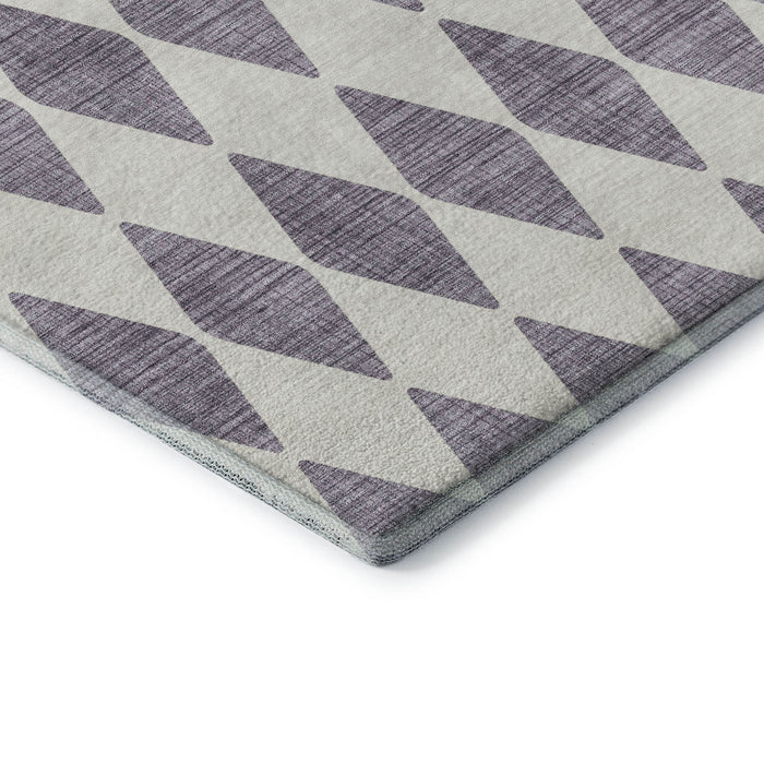 8' Diamond Washable Round Rug With UV Protection (650095) - Purple / Ivory