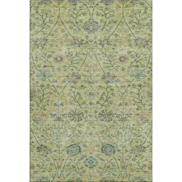 10' X 14' Floral Washable Area Rug With UV Protection (684034) - Mint Green / Beige / Teal