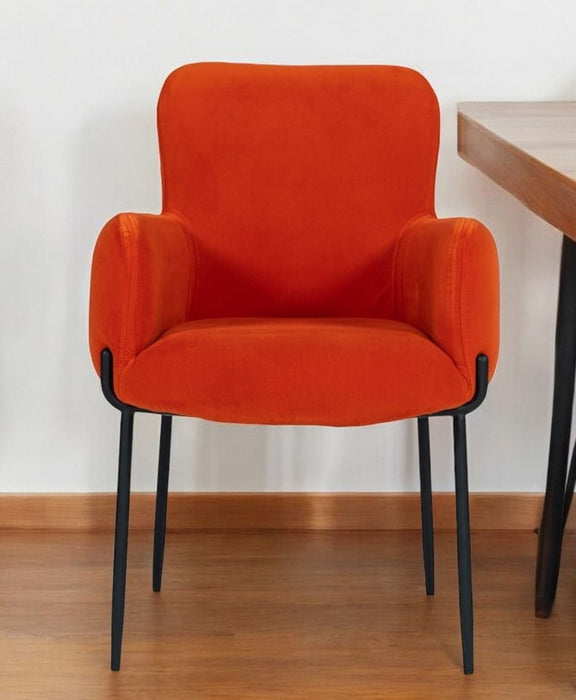 Upholstered Fabric Dining Arm Chair - Orange