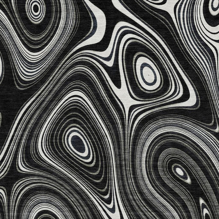 10' X 14' Geometric Washable Area Rug With UV Protection (717711) - Black / Ivory