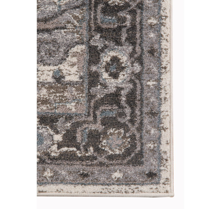 9' x 12' Medallion Power Loom Area Rug - Ivory Taupe And Gray