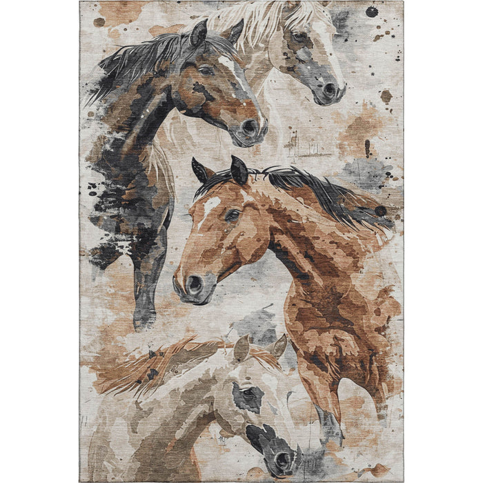 10' X 14' Animal Print Washable Area Rug With UV Protection (699058) - Beige / Brown / Charcoal