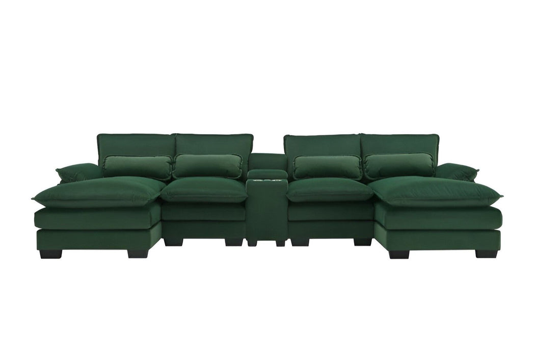 Fabric Modular USB Sofa With Black Legs - Green
