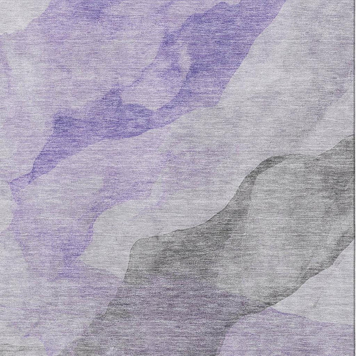 10' X 14' Abstract Washable Area Rug With UV Protection (718175) - Lavender / Gray