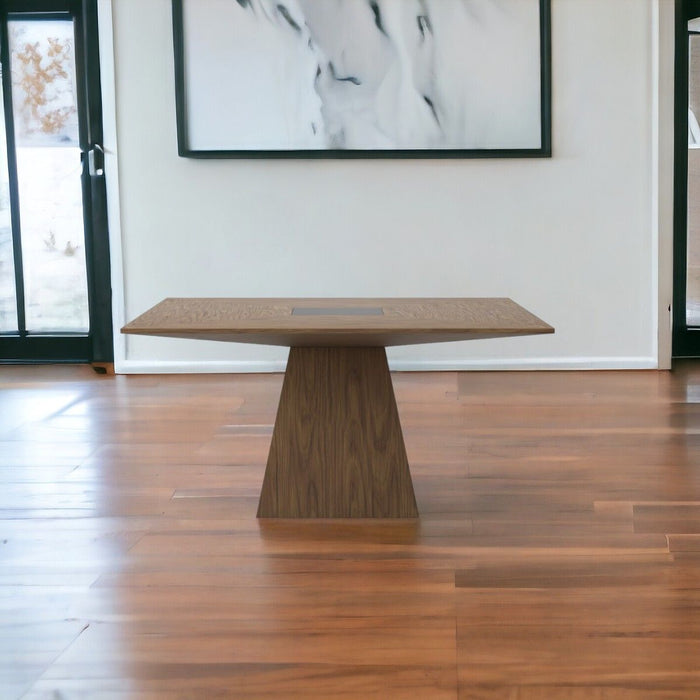59" Square Solid Manufactured Wood Dining Table - Brown / Black