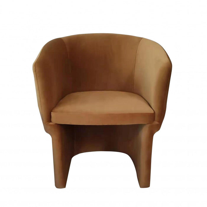 Upholstered Velvet Dining Arm Chair - Burnt Umber
