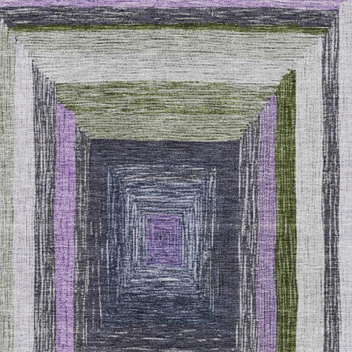 10' X 14' Geometric Washable Area Rug With UV Protection (709348) - Lavender / Ivory / Charcoal