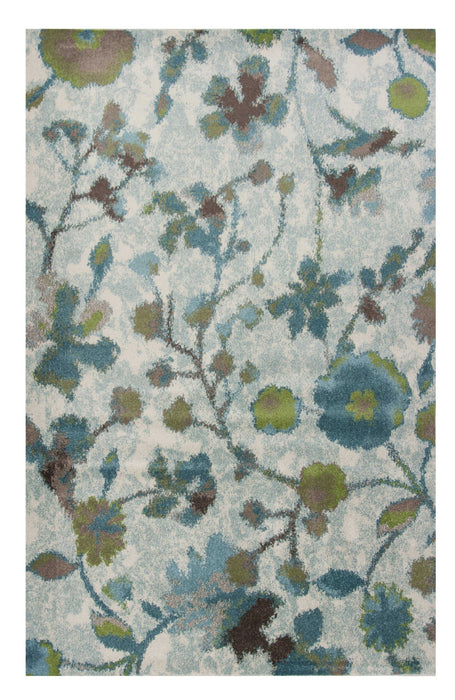 10' x 13' Machine Woven Floral Indoor Area Rug - Teal Blue