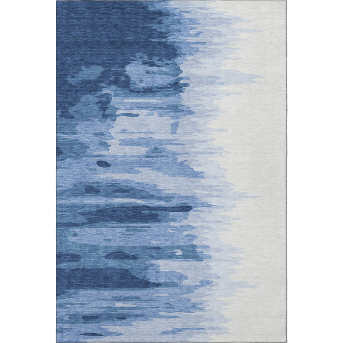 10' X 14' Abstract Washable Area Rug With UV Protection (682379) - Navy Blue / Ivory