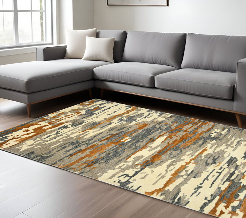 8' X 10' Wool Abstract Hand Tufted Area Rug - Orange