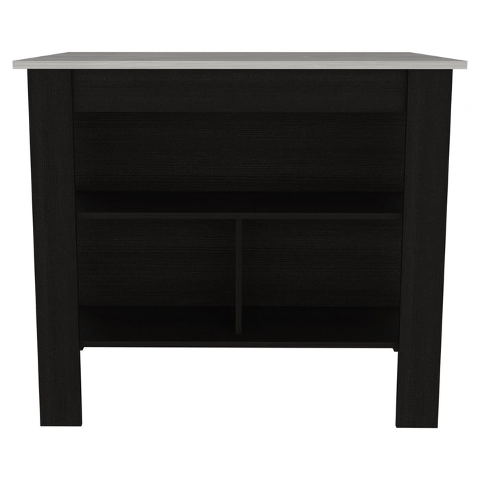 41" Kitchen Island With Storage - Ivory / Black