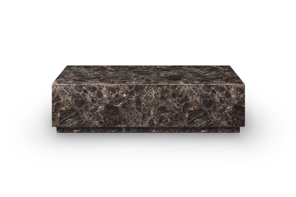 Genuine Marble Block Coffee Table - Brown