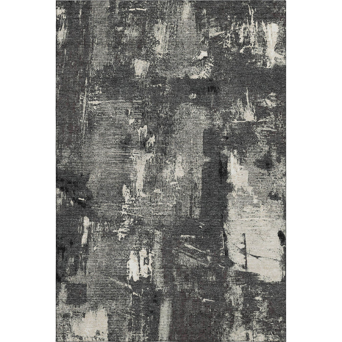 10' X 14' Abstract Washable Area Rug With UV Protection (677981) - Black / Ivory