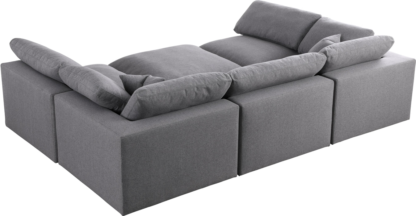 Serene - Linen Textured Fabric Deluxe Comfort Modular Sectional - Grey
