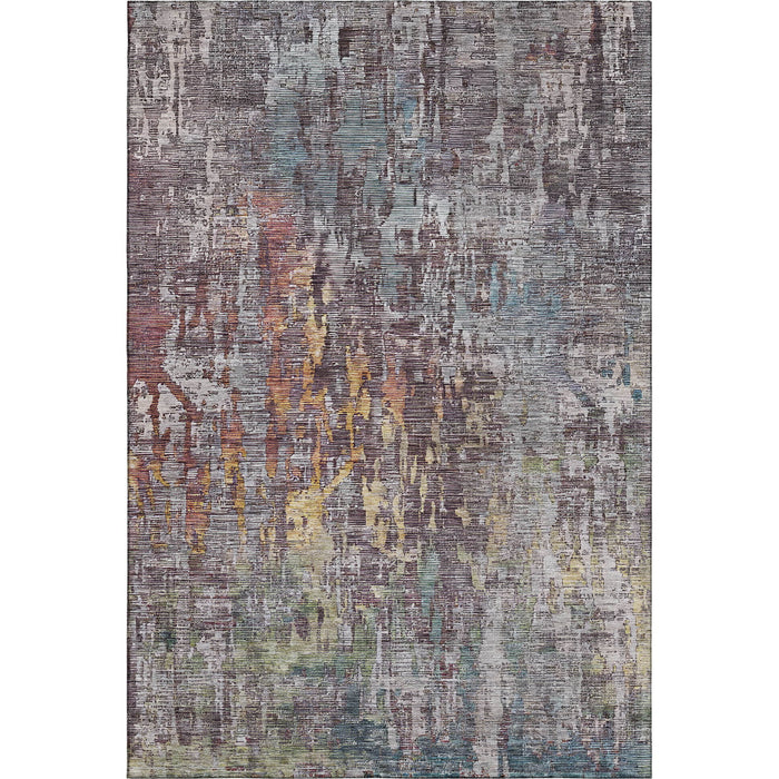 10' X 14' Abstract Washable Area Rug With UV Protection (692274) - Pewter / Gold / Eggplant