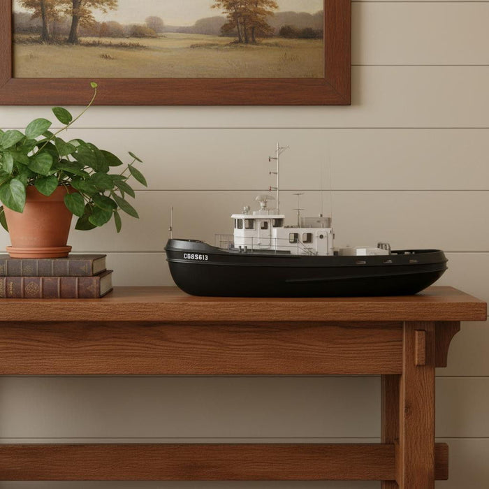 Hand Painted Model Boat (624425) - Black / White