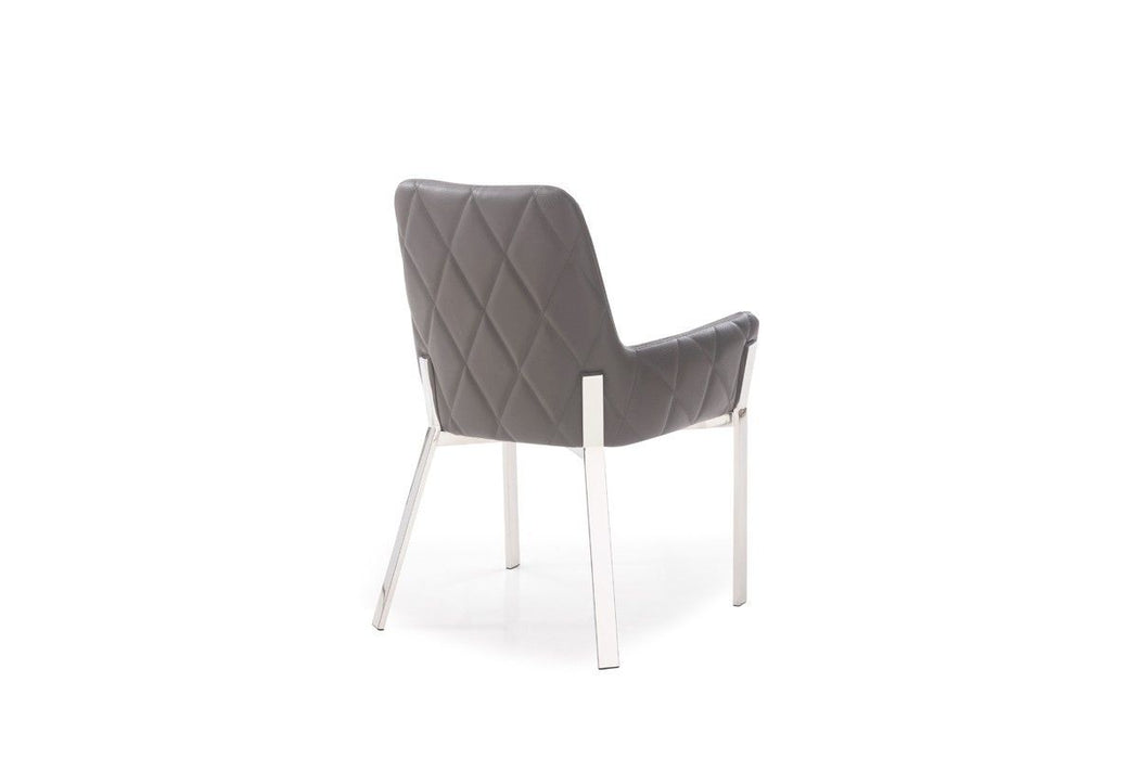 Upholstered Faux Leather Dining Room Arm Chair - Gray