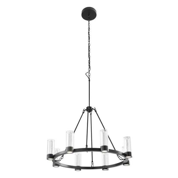 Candle Style Eight Light Metal Dimmable Smart Enabled Chandelier With Shades - Black / Clear